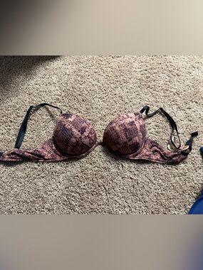 PINK Victoria's Secret Pink Mauve Snake-Print Push-Up Bra